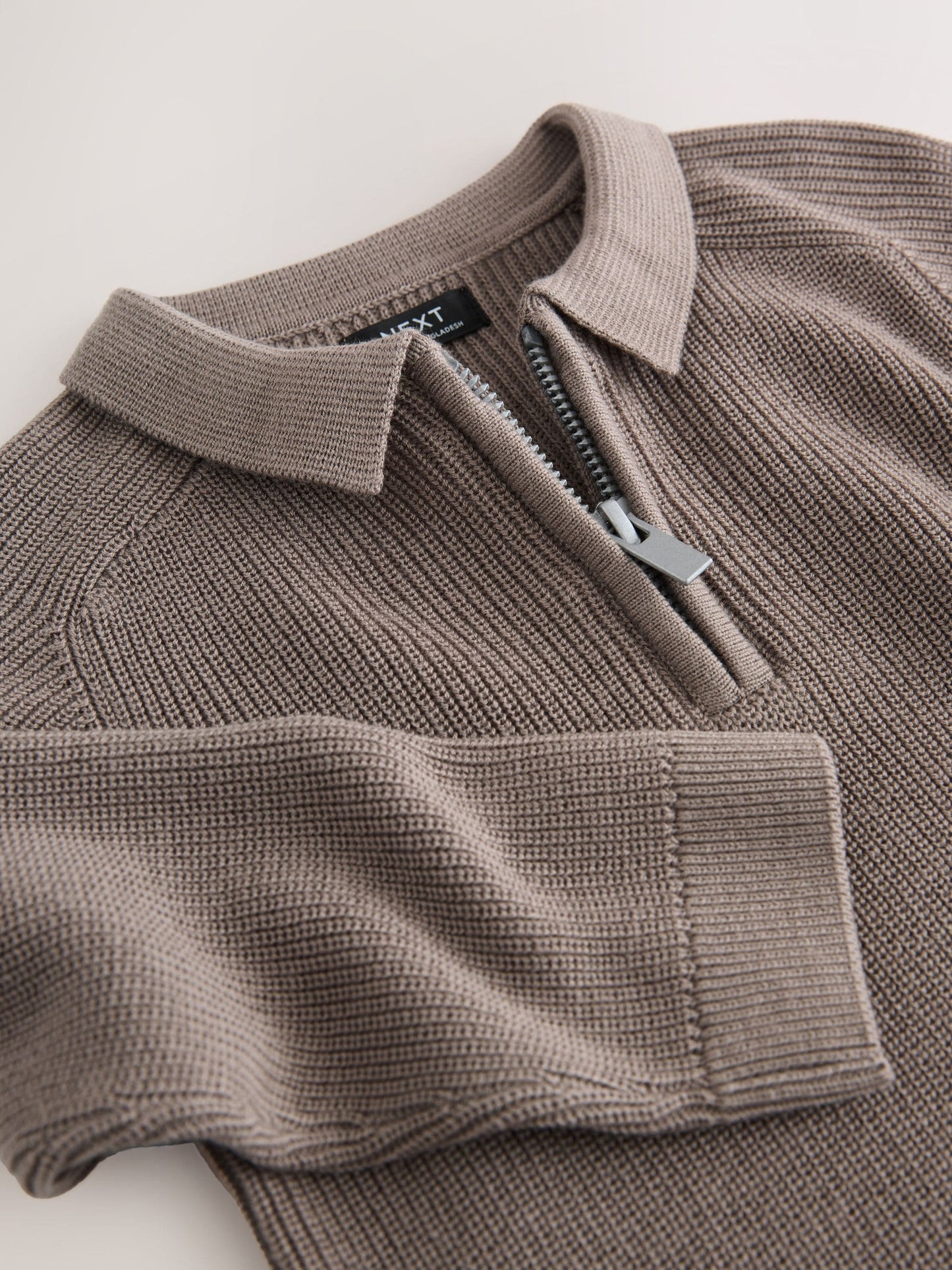 Dsiney Kidz - Mink Brown Long Sleeve Quarter Zip Knitted Polo Shirt (3mths-7yrs) image 8
