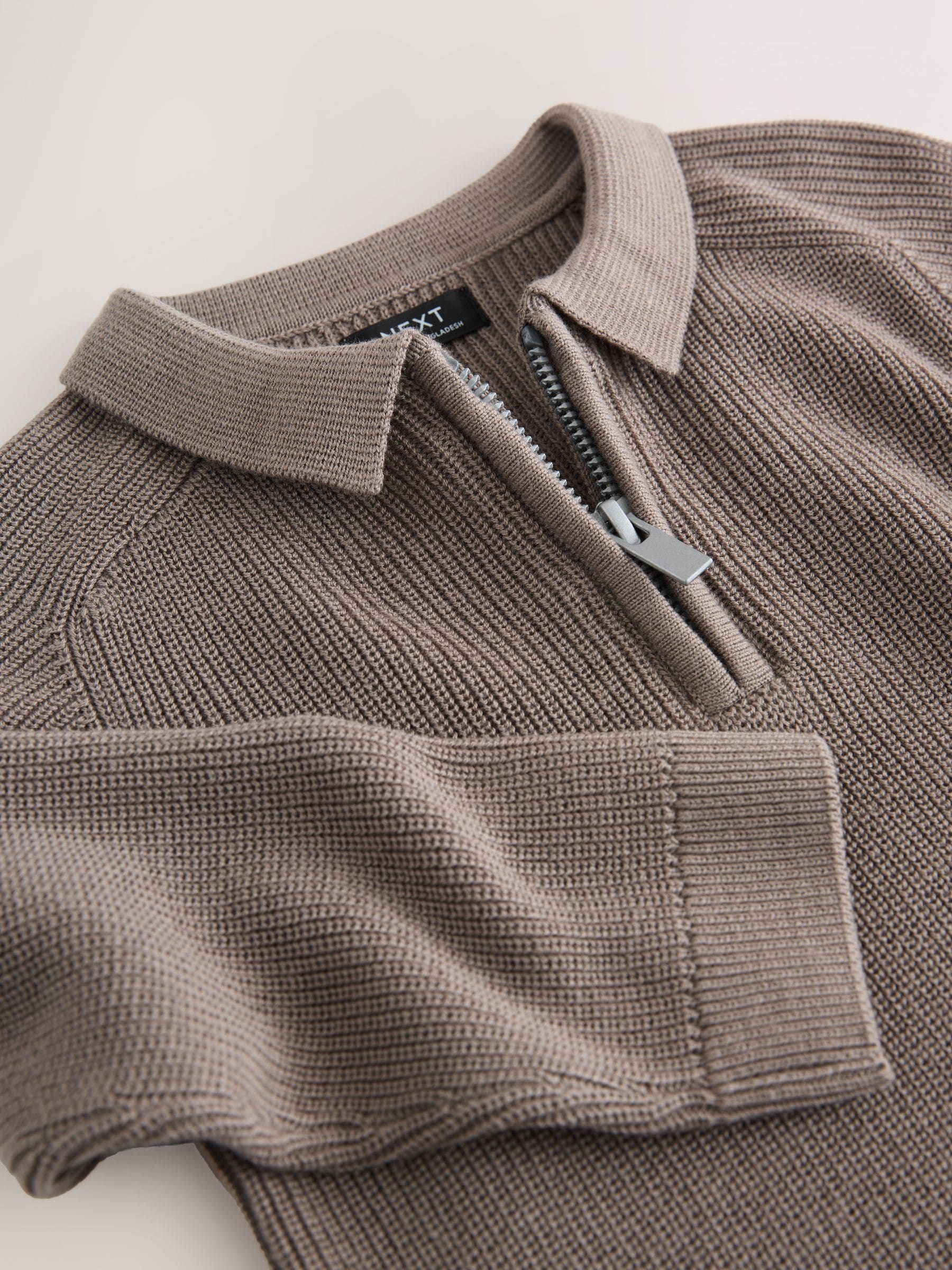 Dsiney Kidz - Mink Brown Long Sleeve Quarter Zip Knitted Polo Shirt (3mths-7yrs) image 8
