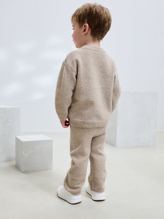 Neutral Knitted NYC Varsity Jumper and Joggers Set (3mths-7yrs) image 3