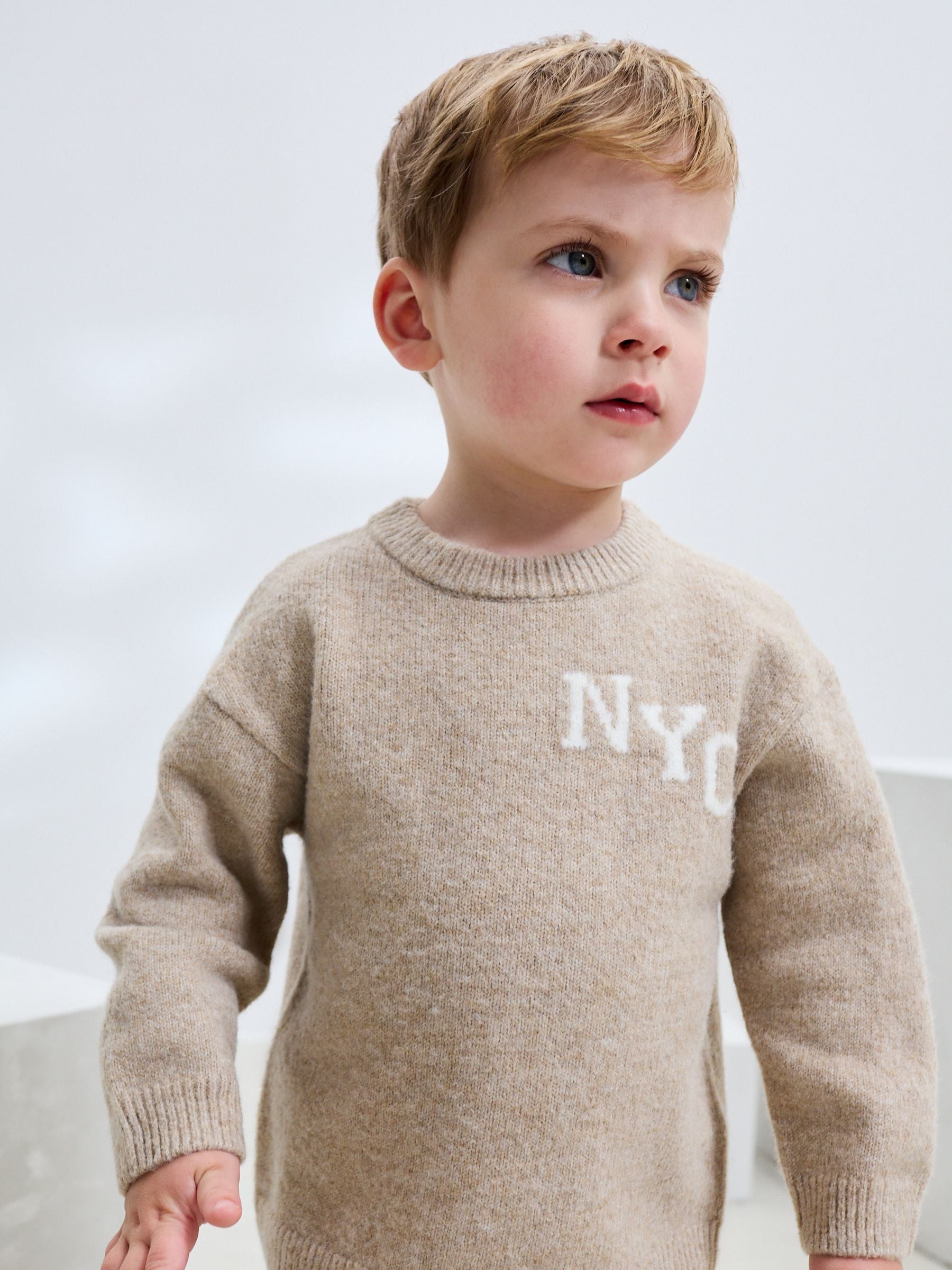 Neutral Knitted Crew Neck Jumper and Joggers Set (3mths-7yrs) image 4