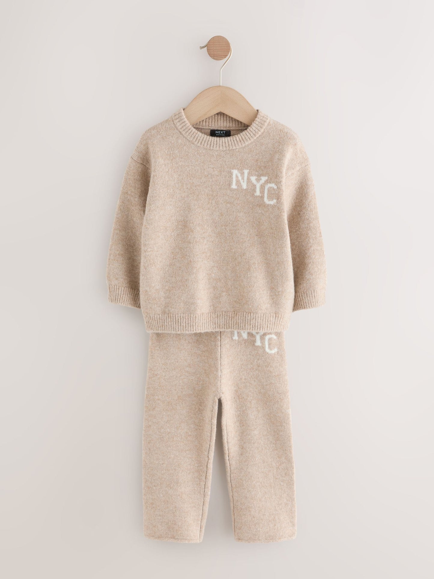 Neutral Knitted Crew Neck Jumper and Joggers Set (3mths-7yrs) image 5
