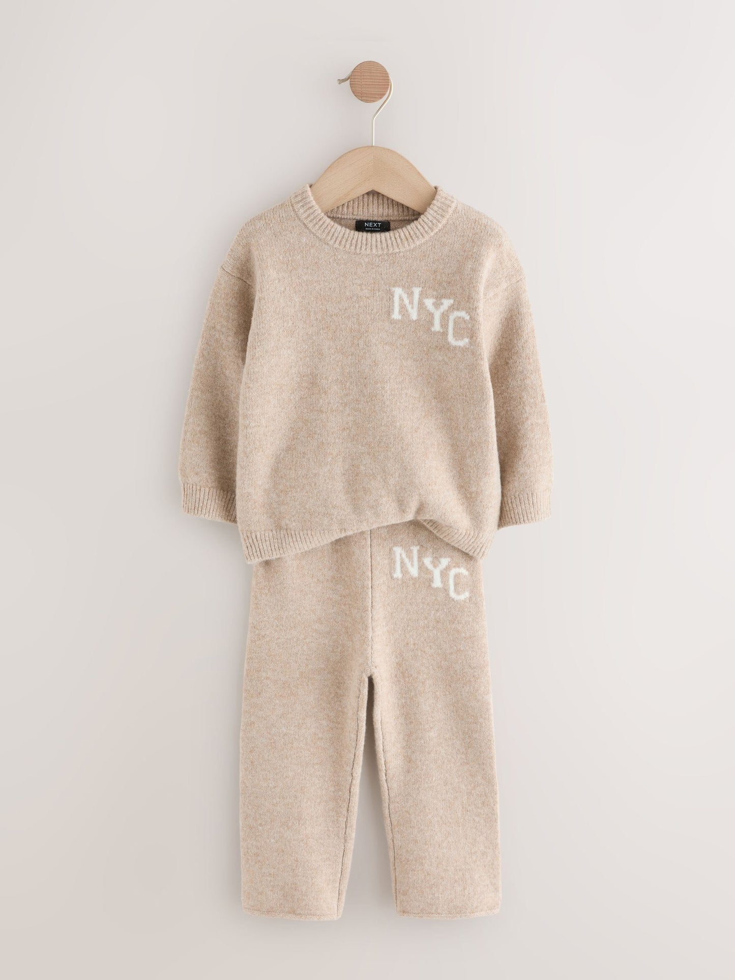 Neutral Knitted Crew Neck Jumper and Joggers Set (3mths-7yrs) image 6