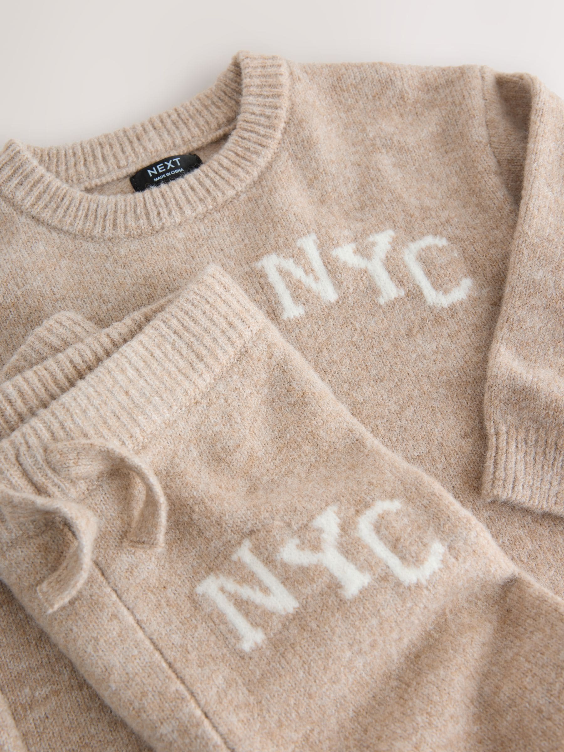 Neutral Knitted Crew Neck Jumper and Joggers Set (3mths-7yrs) image 8