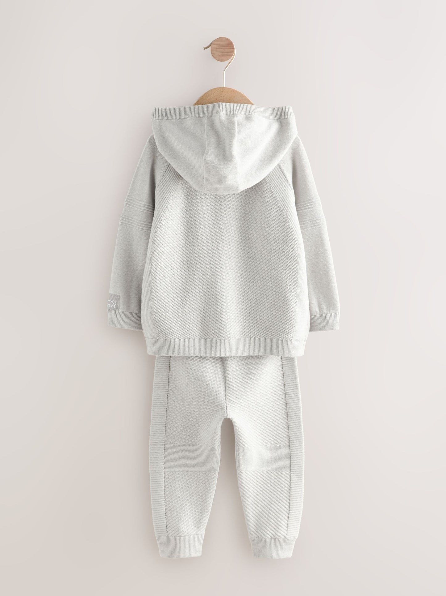 Light Grey Knitted Hoodie and Jogger Set (3mths-7yrs) image 3