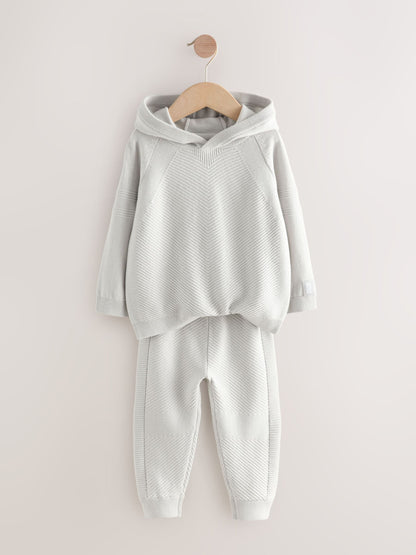 Light Grey Knitted Hoodie and Jogger Set (3mths-7yrs) image 4
