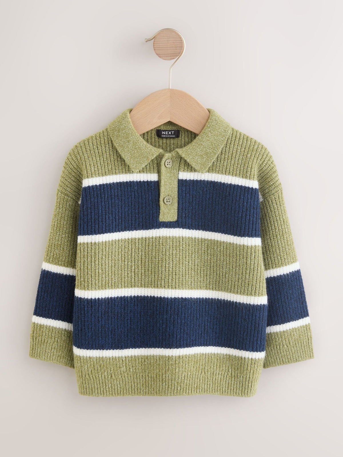 Dsiney Kidz - Green/Blue Knitted Stripe Rugby Polo Shirt (3mths-7yrs) image 4