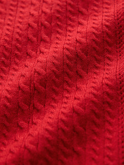 Red Cable Knit Polo Shirt (3mths-7yrs)
