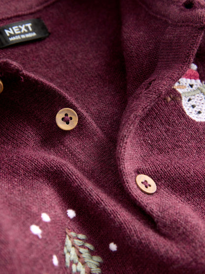 Dsiney Kidz - Plum Purple All Over Embroidered Knitted Christmas Polo Shirt (3mths-7yrs) image 6