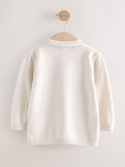 Dsiney Kidz - Cream All Over Embroidered Knitted Christmas Polo Shirt (3mths-7yrs) image 5