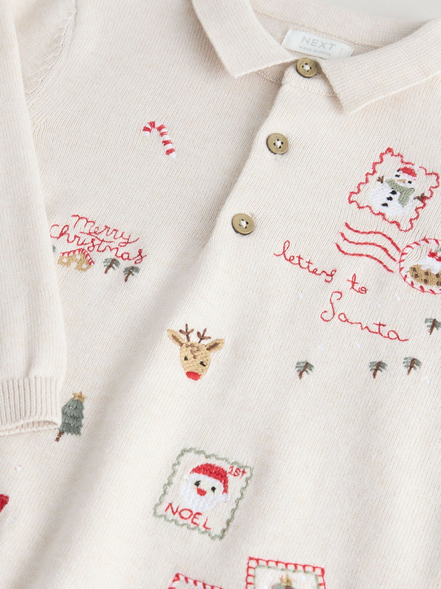 Dsiney Kidz - Cream All Over Embroidered Knitted Christmas Polo Shirt (3mths-7yrs) image 7