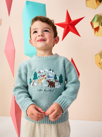 Mineral Blue Knitted Christmas Jumper (3mths-7yrs)