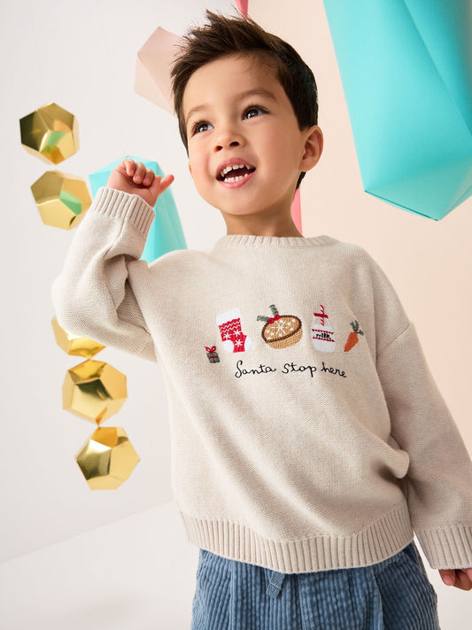 Cream Knitted Christmas Jumper (3mths-7yrs)