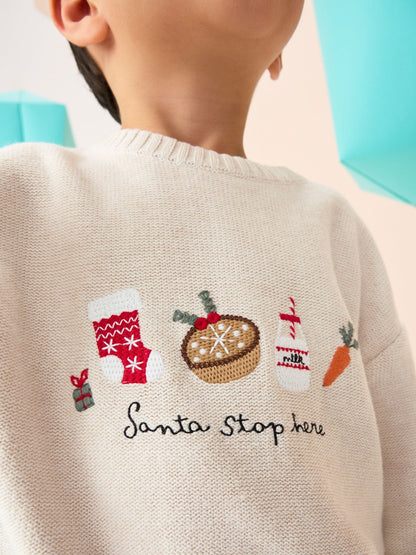 Cream Knitted Christmas Jumper (3mths-7yrs)
