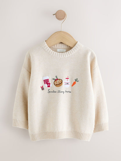 Cream Knitted Christmas Jumper (3mths-7yrs)