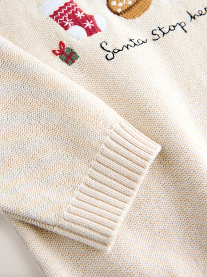 Cream Knitted Christmas Jumper (3mths-7yrs)