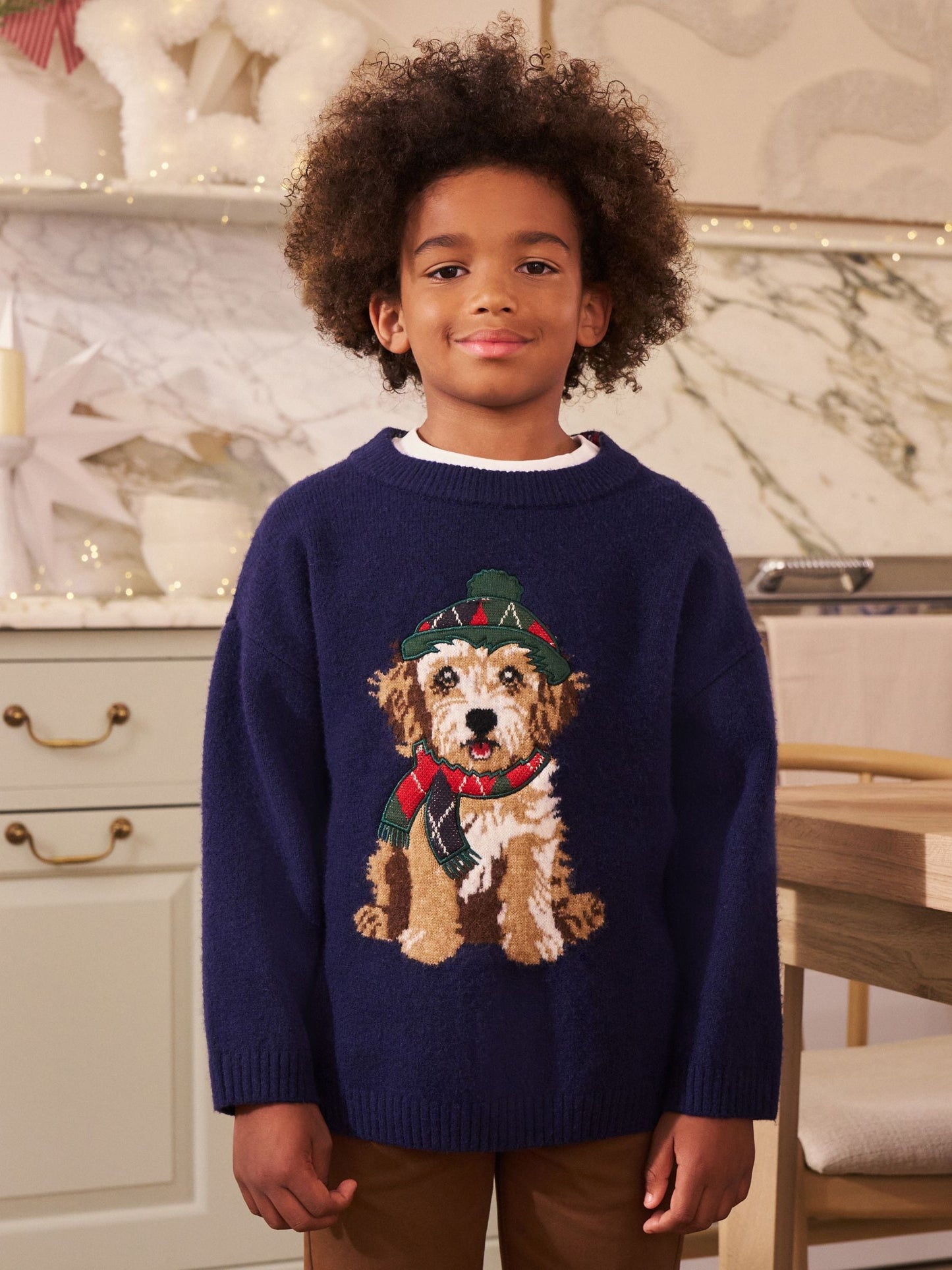 Navy Blue Dog Christmas Jumper (3mths-16yrs)