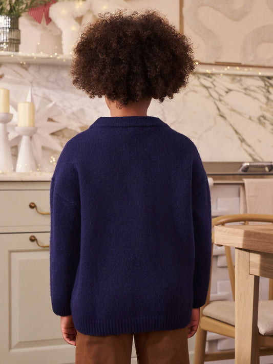 Navy Blue Dog Christmas Jumper (3mths-16yrs)