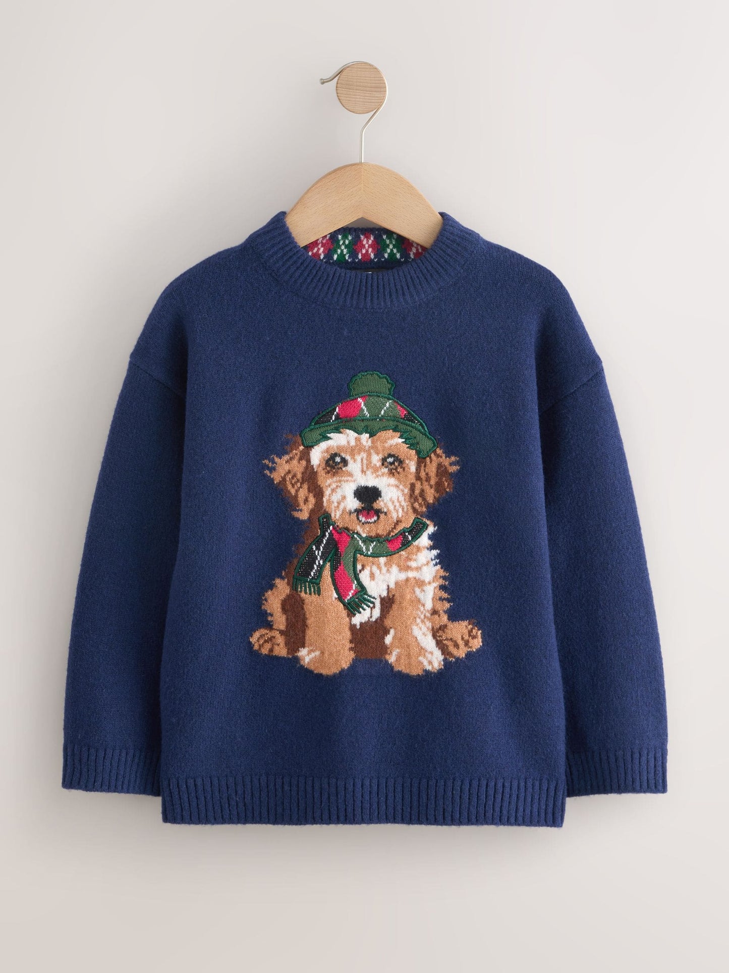 Navy Blue Dog Christmas Jumper (3mths-16yrs)