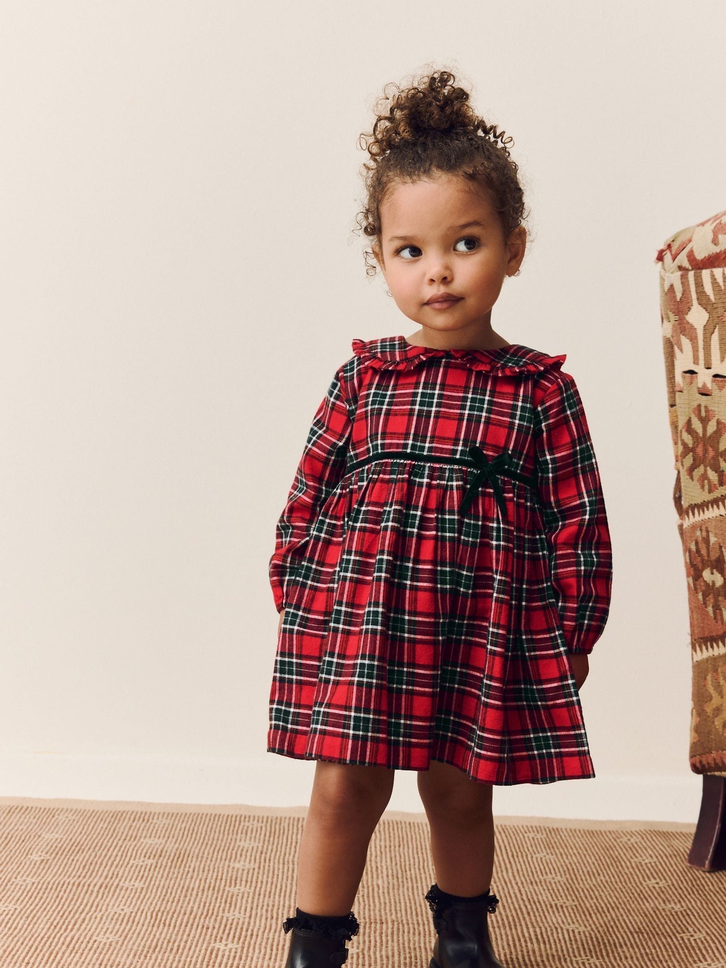 Red Check Long Sleeve Collar Dress (3mths-8yrs)