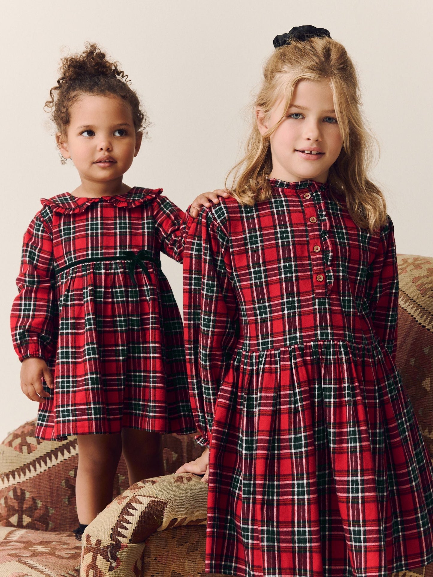 Red Check Long Sleeve Collar Dress (3mths-8yrs)