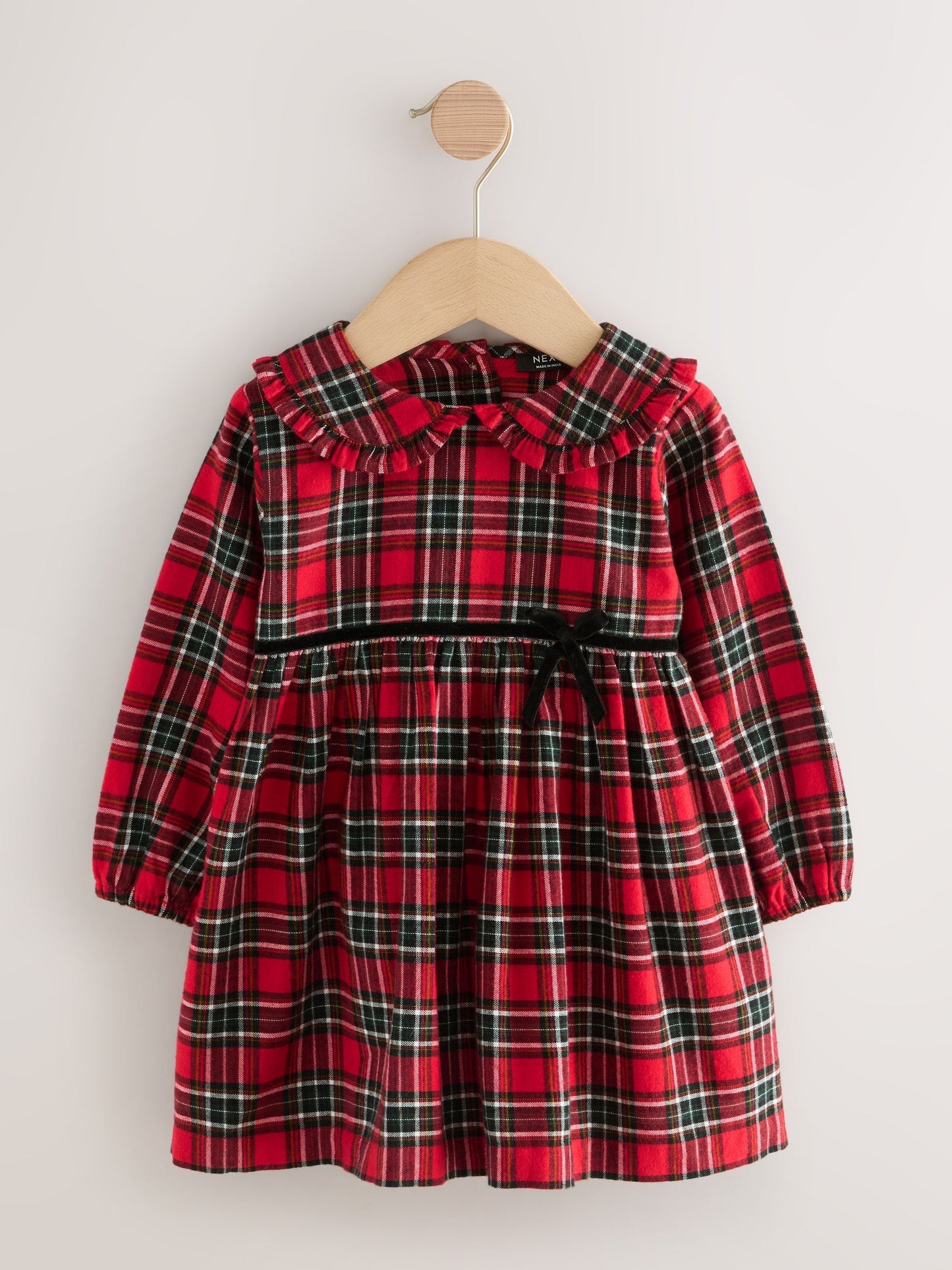 Red Check Long Sleeve Collar Dress (3mths-8yrs)