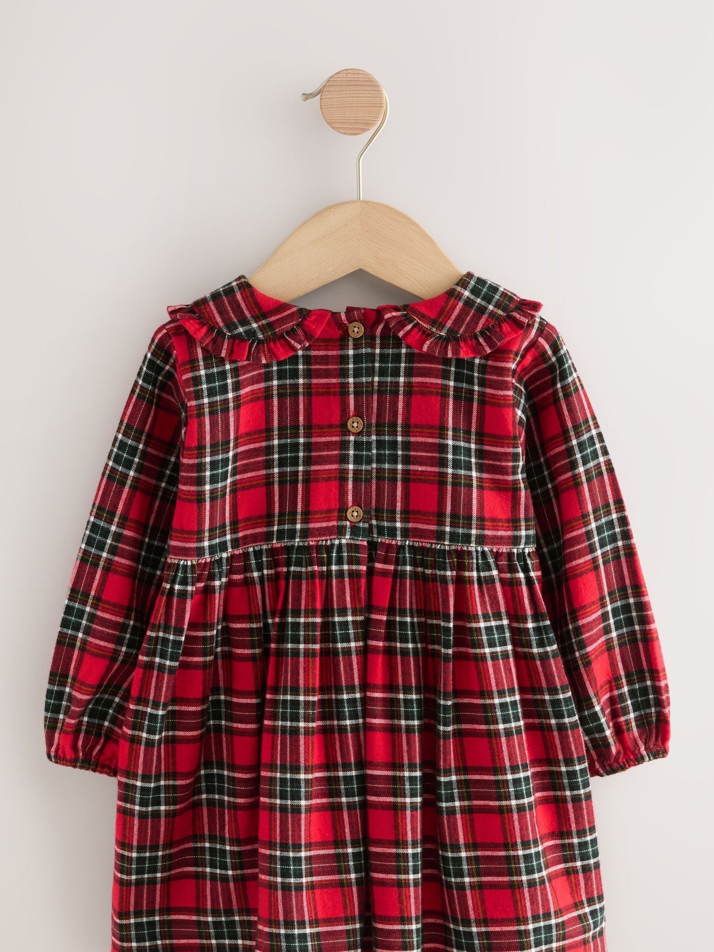 Red Check Long Sleeve Collar Dress (3mths-8yrs)