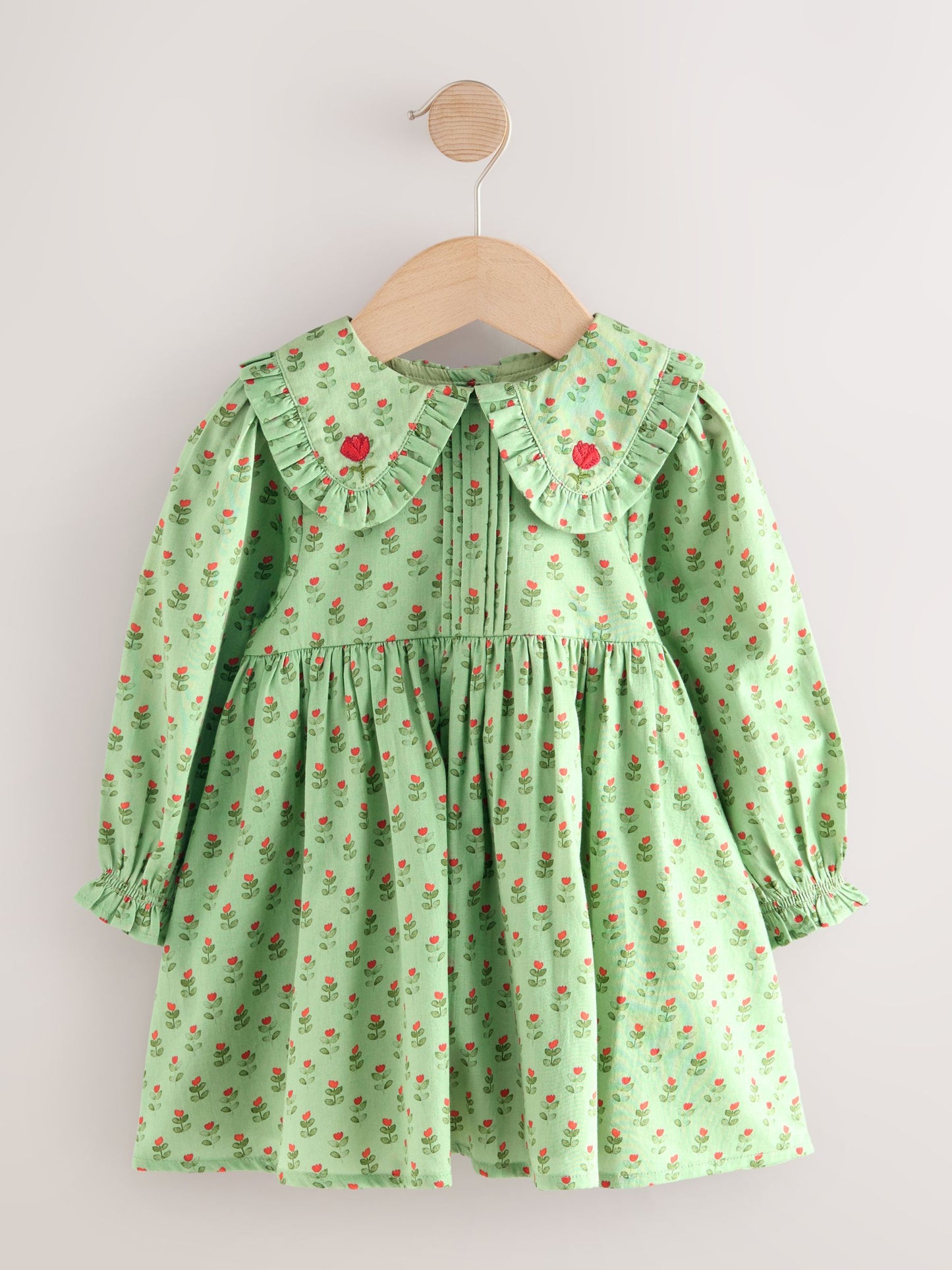 Green Printed Collar Long Sleeve Dress (3mths-8yrs) image 5