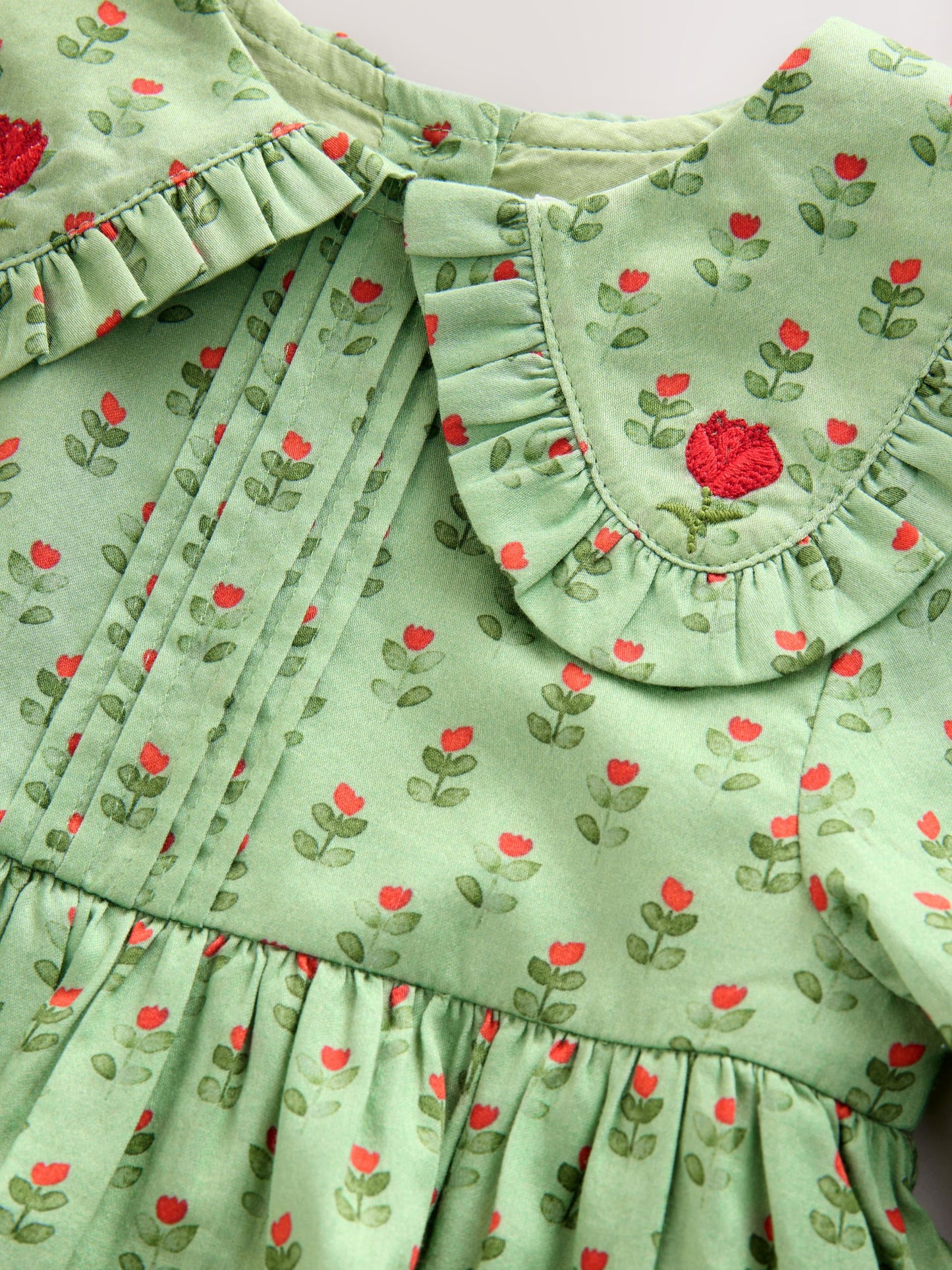 Green Printed Collar Long Sleeve Dress (3mths-8yrs) image 7