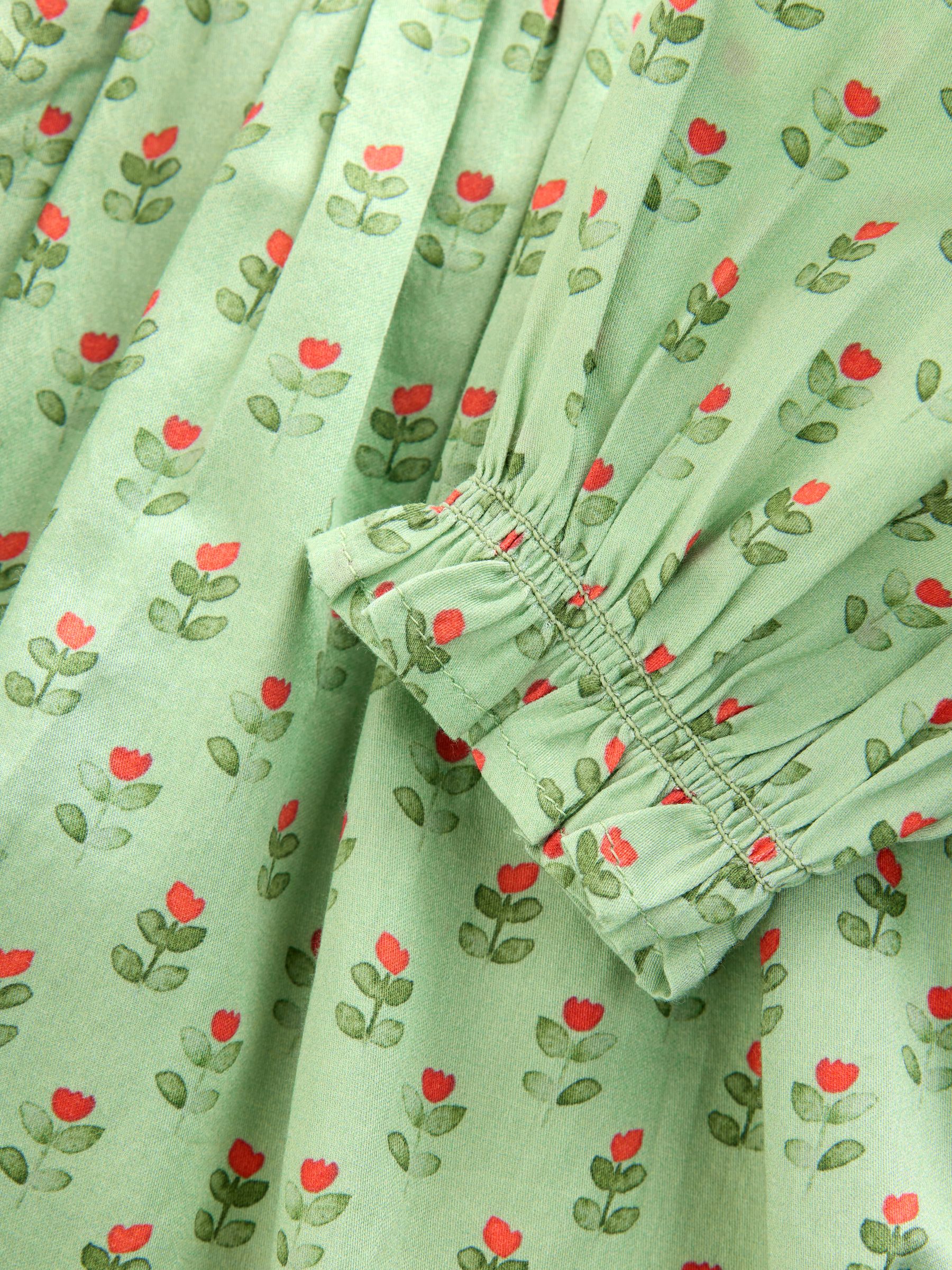 Green Printed Collar Long Sleeve Dress (3mths-8yrs) image 8