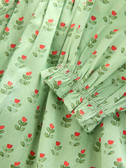 Green Printed Collar Long Sleeve Dress (3mths-8yrs) image 8