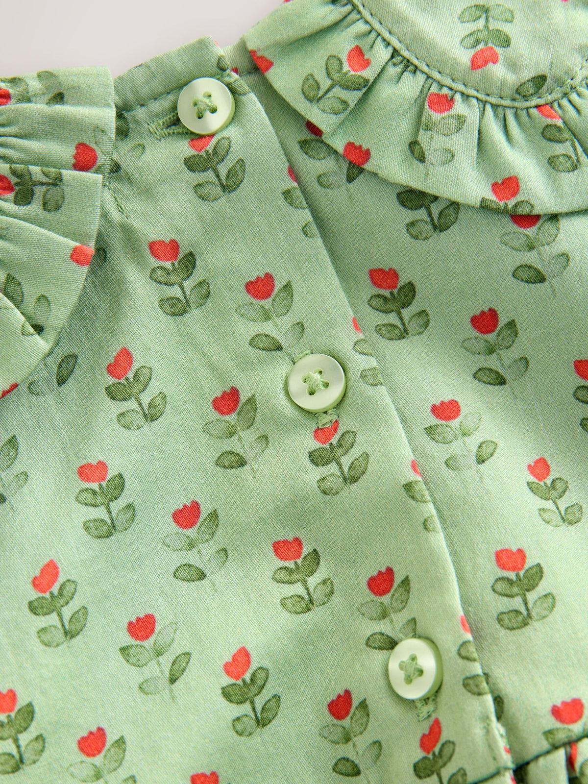 Green Printed Collar Long Sleeve Dress (3mths-8yrs) image 9