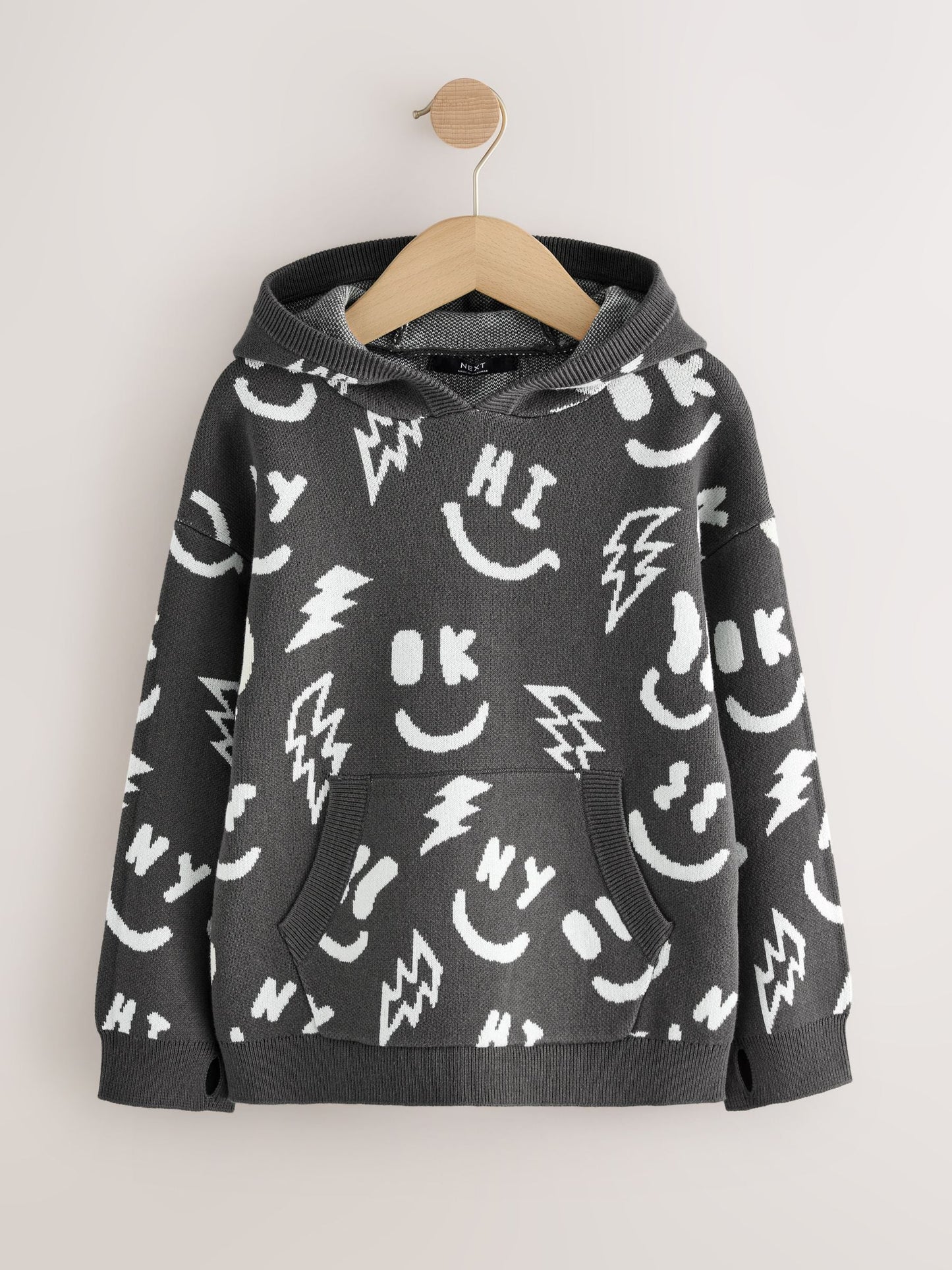 Black/White Character Knitted Hoodie (3-16yrs)