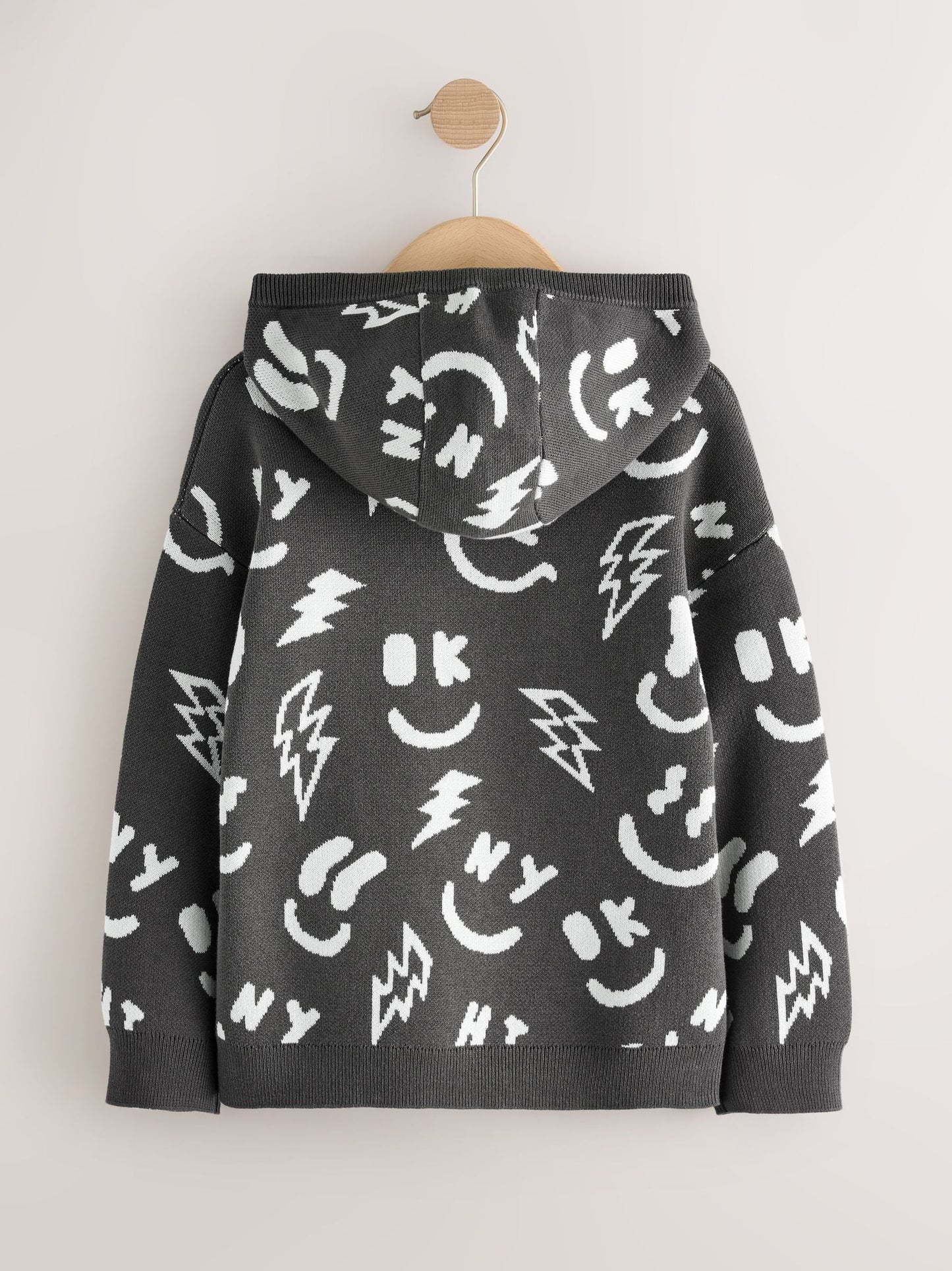 Black/White Character Knitted Hoodie (3-16yrs)