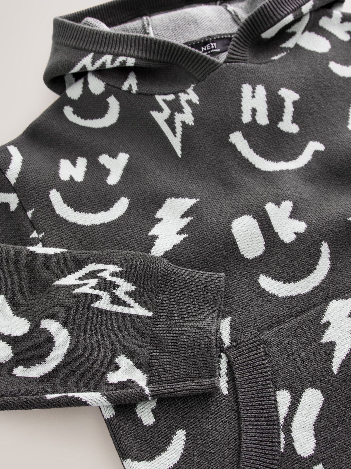 Black/White Character Knitted Hoodie (3-16yrs)