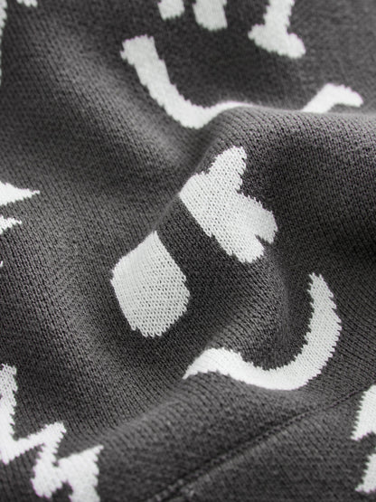 Black/White Character Knitted Hoodie (3-16yrs)