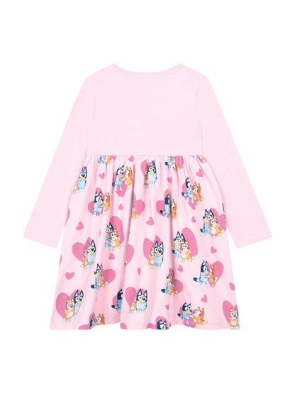 Character Pink Heart Bluey Long Sleeve 100% Cotton Dress image 2