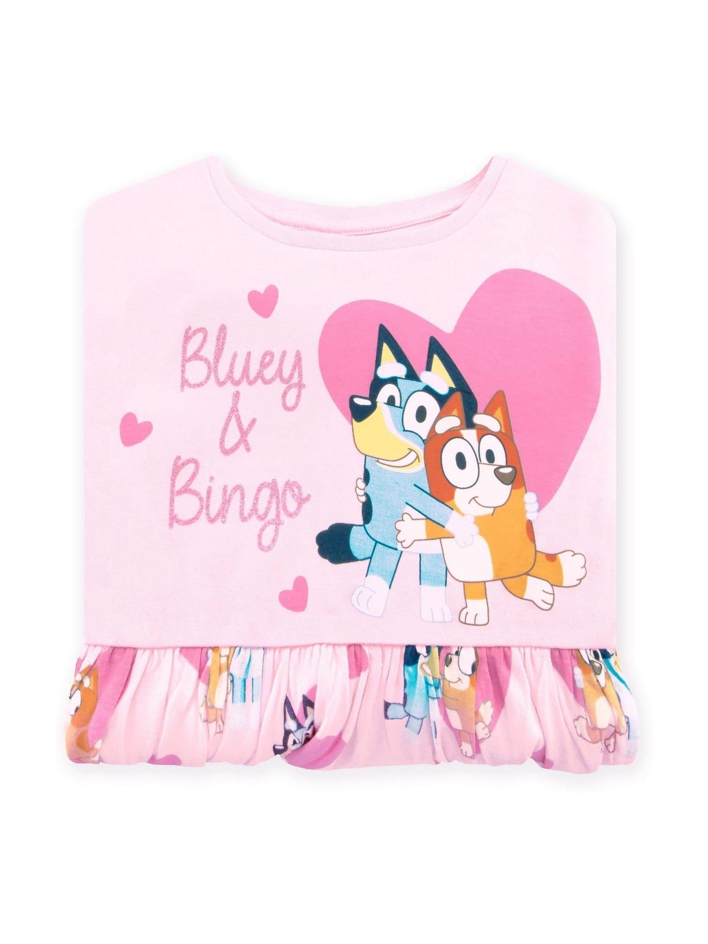 Character Pink Heart Bluey Long Sleeve 100% Cotton Dress image 3