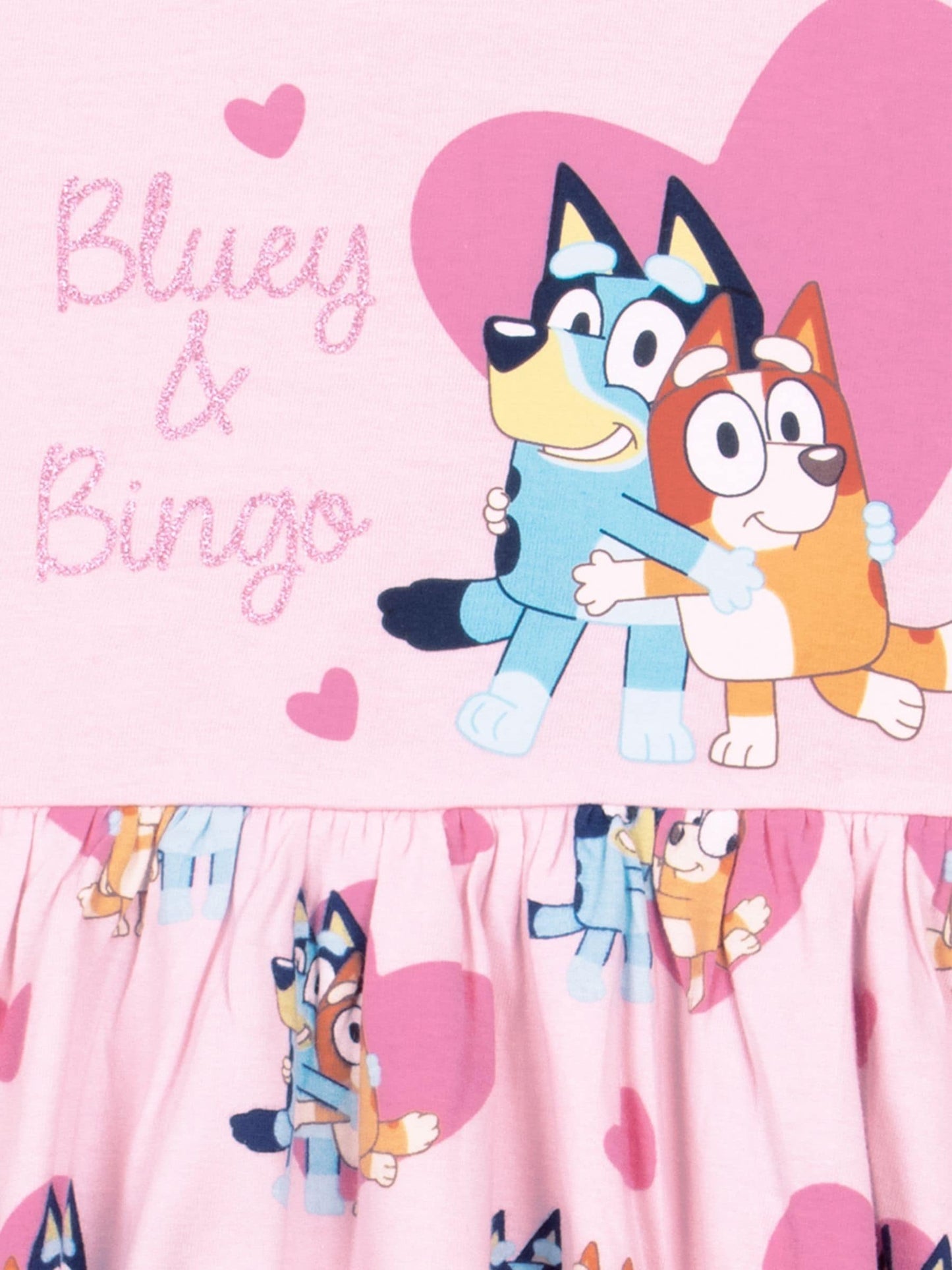 Character Pink Heart Bluey Long Sleeve 100% Cotton Dress image 5