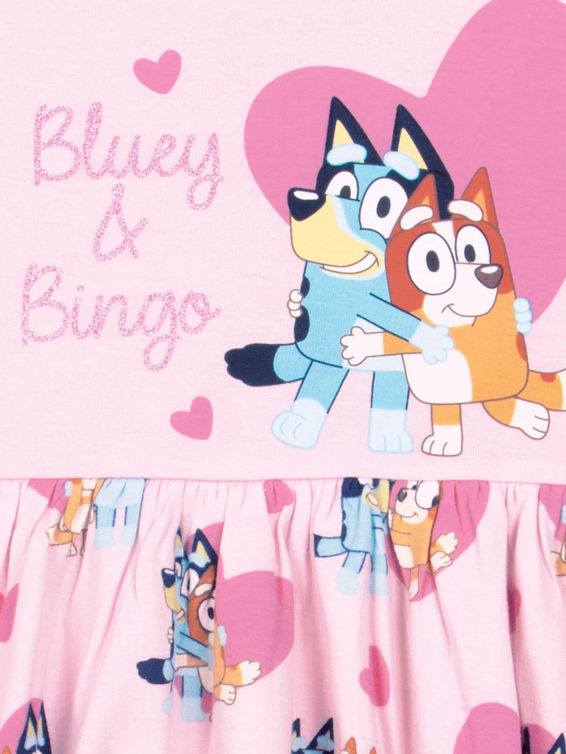 Character Pink Heart Bluey Long Sleeve 100% Cotton Dress image 5