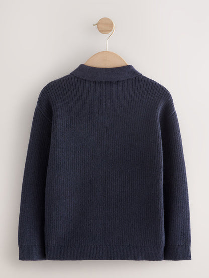 Dsiney Kidz - Navy Blue Trophy Neck Knitted Jumper (3-16yrs) image 2