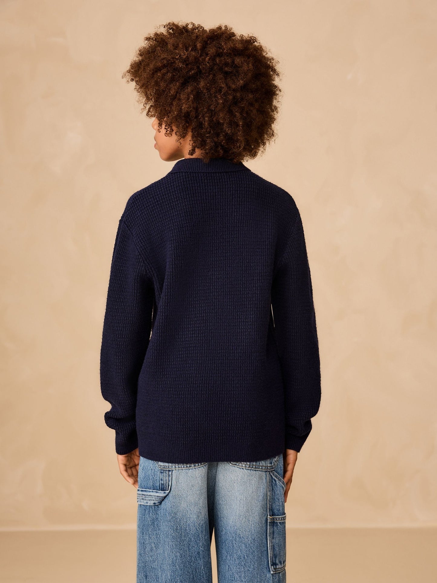 Dsiney Kidz - Navy Blue Knitted Button Neck Polo Shirt (3-16yrs) image 3
