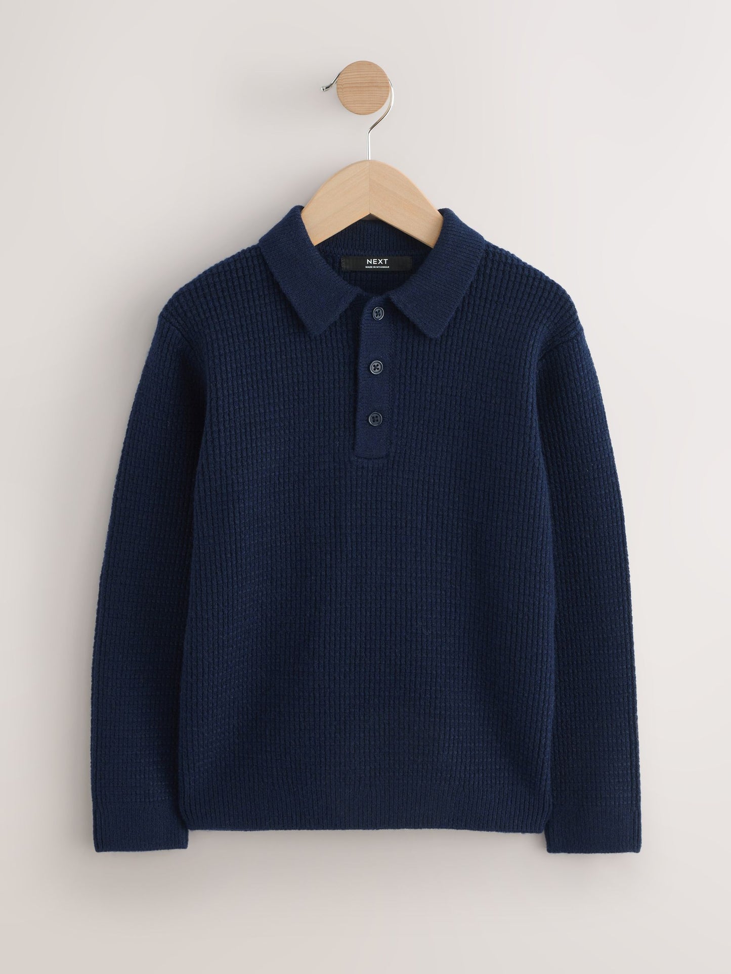 Dsiney Kidz - Navy Blue Knitted Button Neck Polo Shirt (3-16yrs) image 5