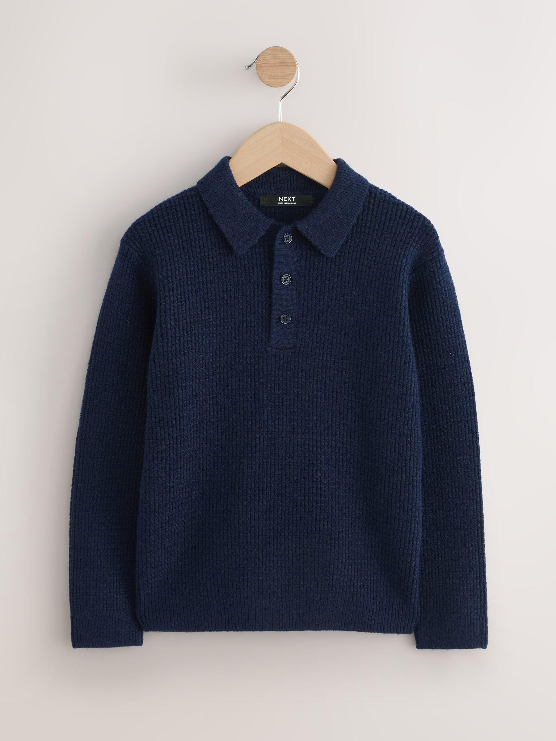 Dsiney Kidz - Navy Blue Knitted Button Neck Polo Shirt (3-16yrs) image 5