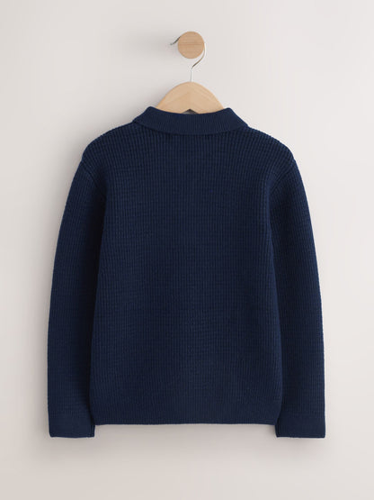 Dsiney Kidz - Navy Blue Knitted Button Neck Polo Shirt (3-16yrs) image 6