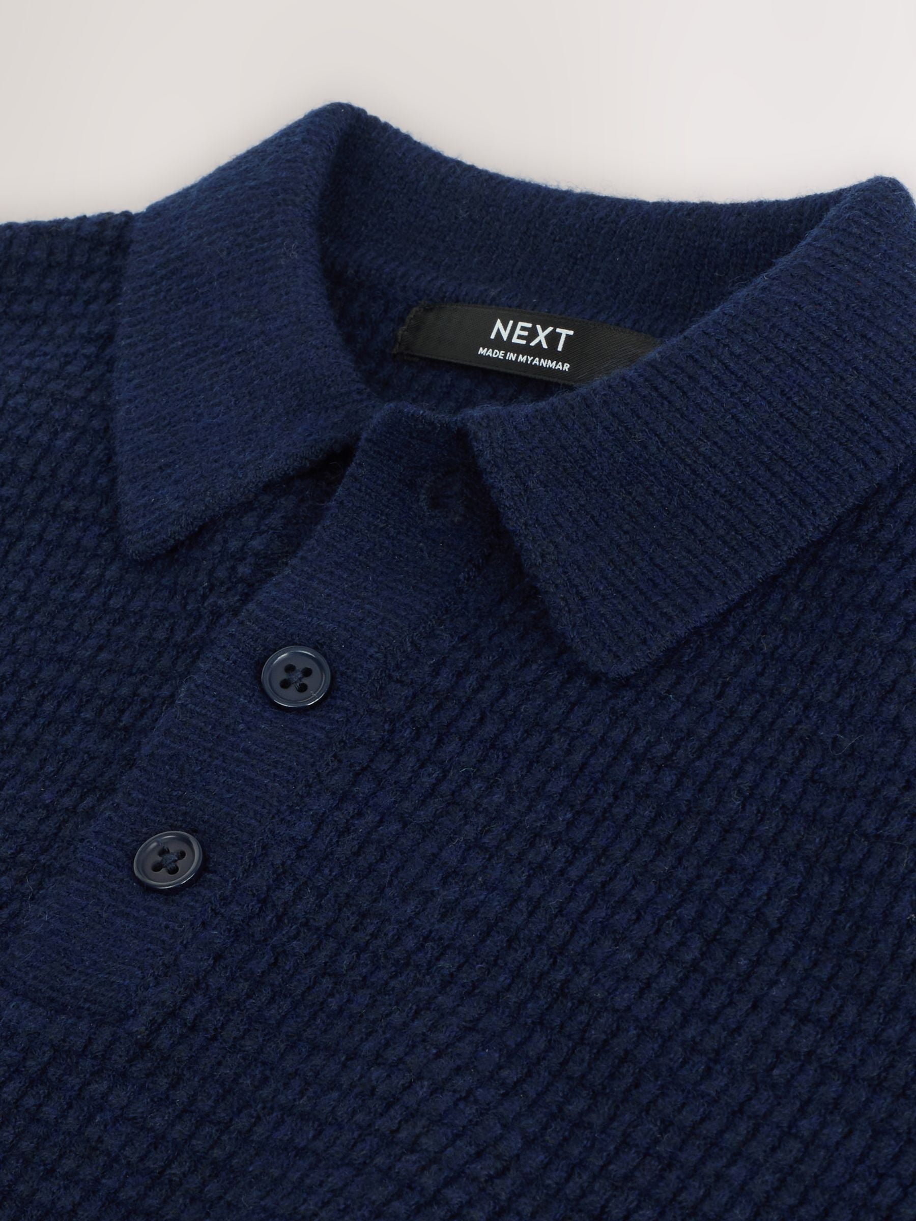 Dsiney Kidz - Navy Blue Knitted Button Neck Polo Shirt (3-16yrs) image 7