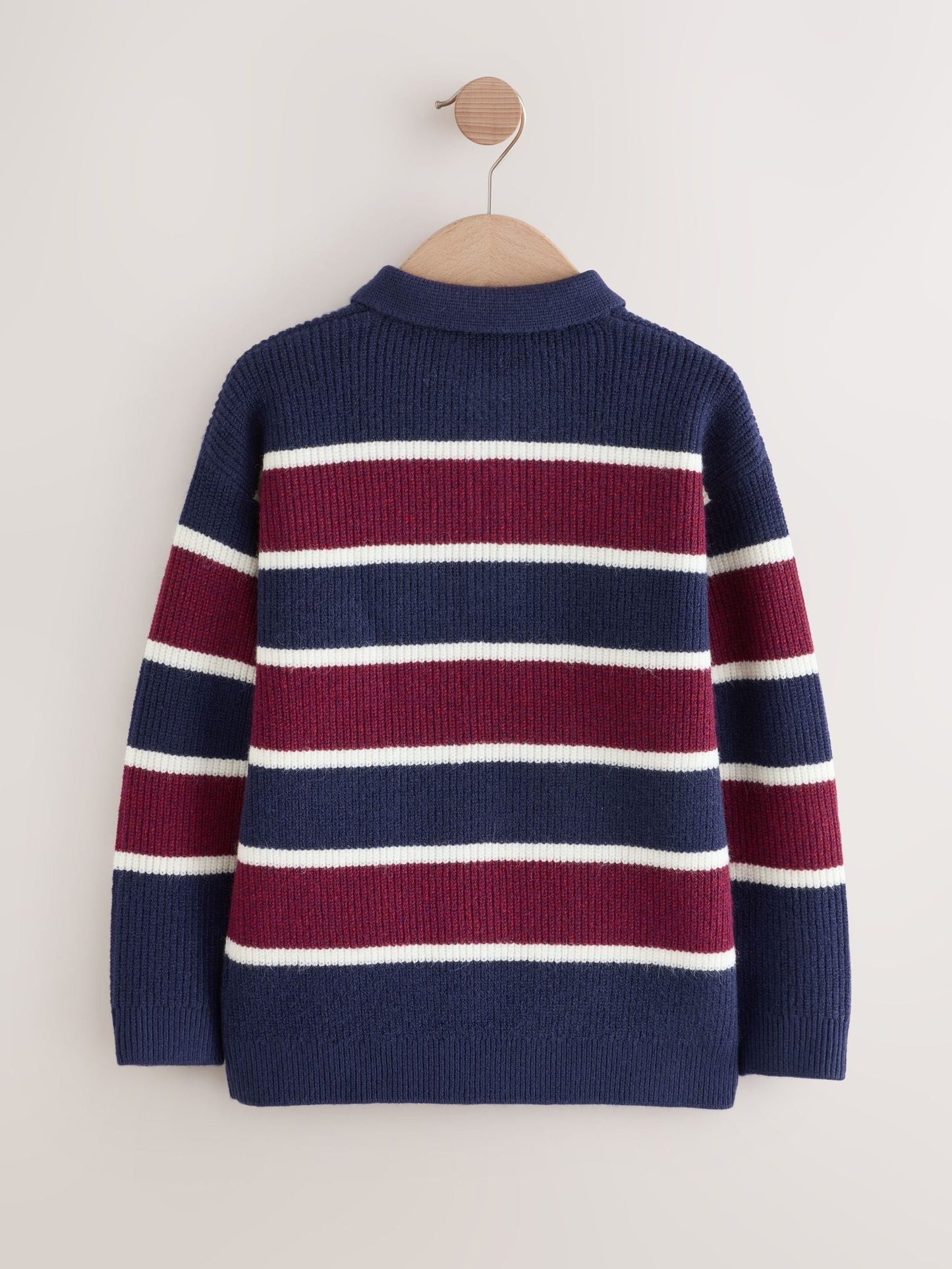 Dsiney Kidz - Navy Blue/Burgundy Stripe Knitted Rugby Shirt (3-16yrs) image 4