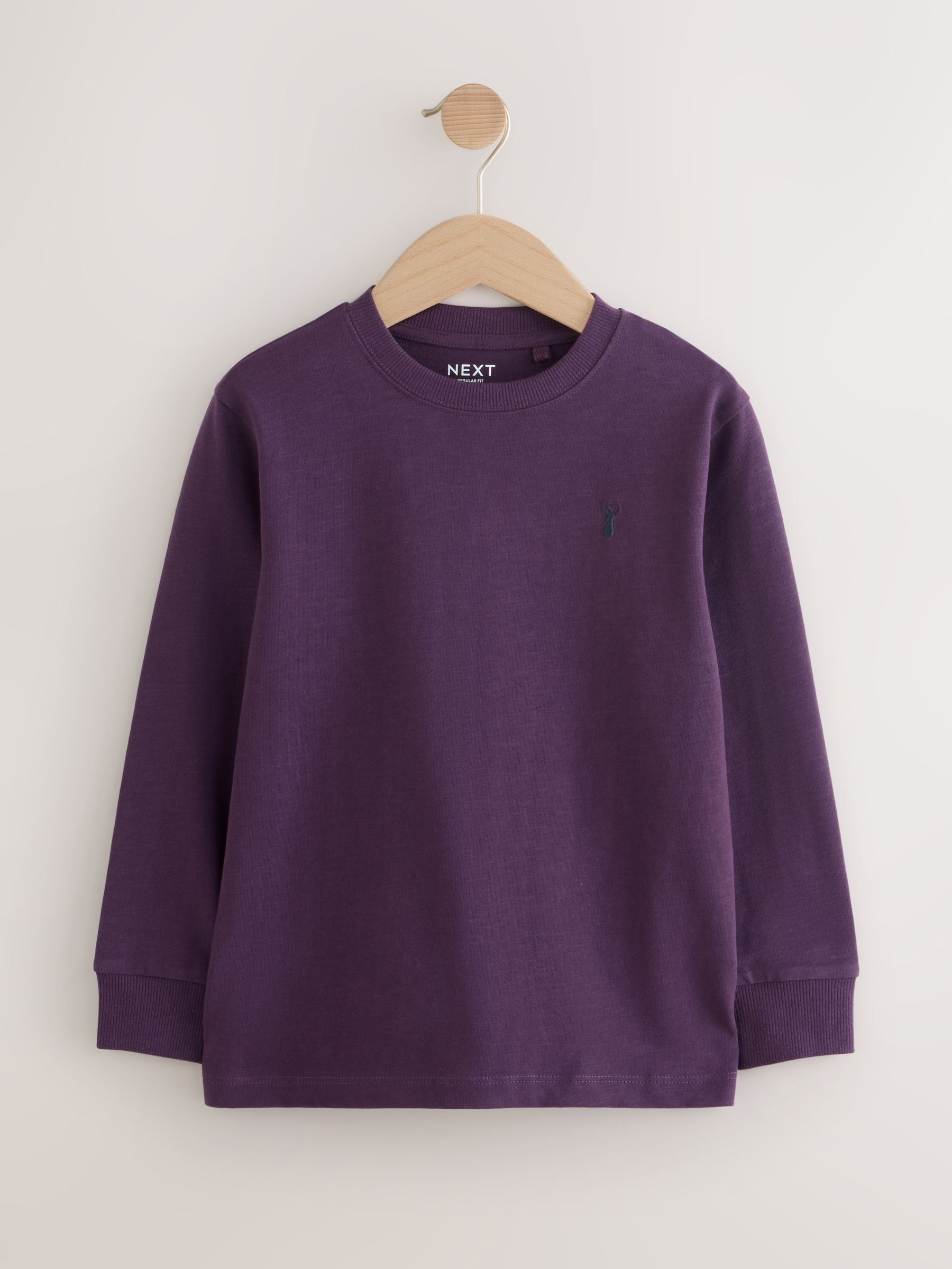 Dsiney Kidz - Khaki/Tan/Purple/Navy Stag Logo Long Sleeve Cosy T-Shirts 4 Pack (3-16yrs) image 2