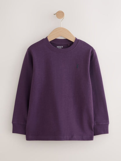 Dsiney Kidz - Khaki/Tan/Purple/Navy Stag Logo Long Sleeve Cosy T-Shirts 4 Pack (3-16yrs) image 2