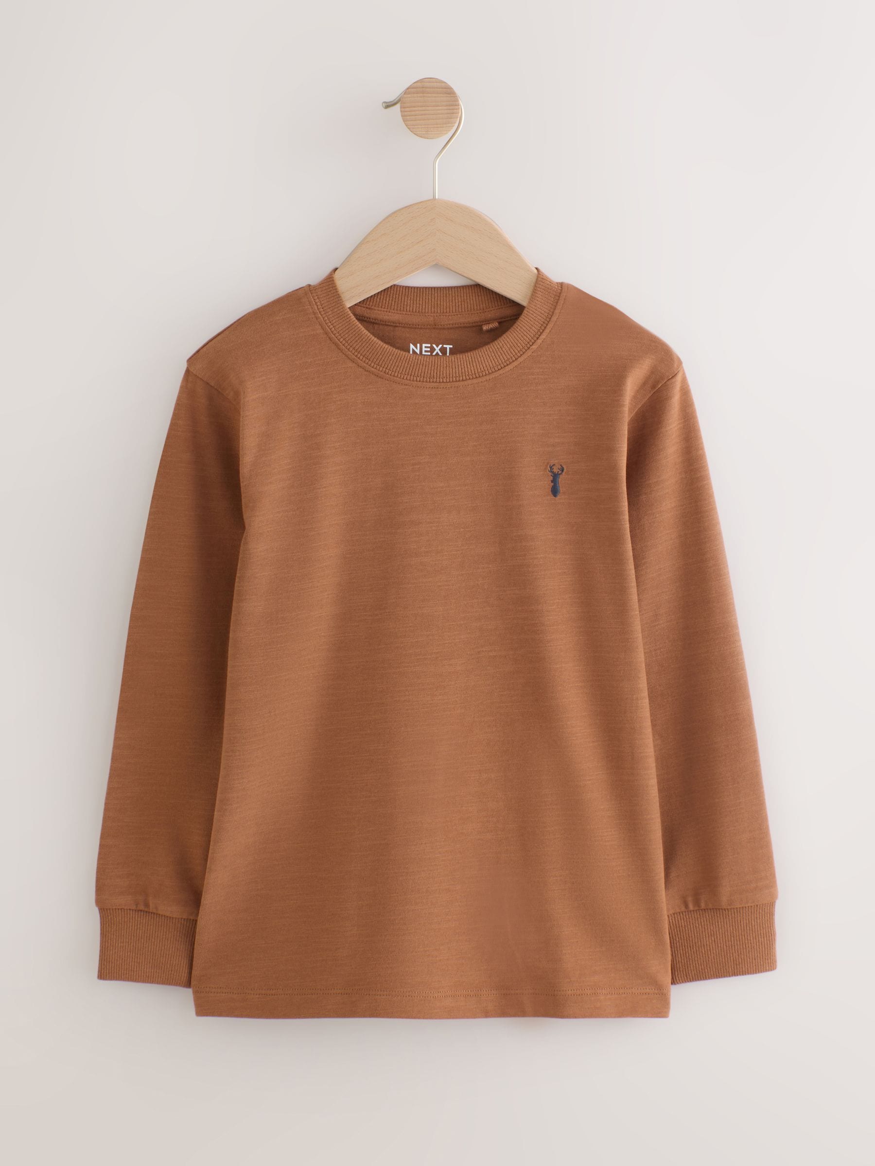 Dsiney Kidz - Khaki/Tan/Purple/Navy Stag Logo Long Sleeve Cosy T-Shirts 4 Pack (3-16yrs) image 4