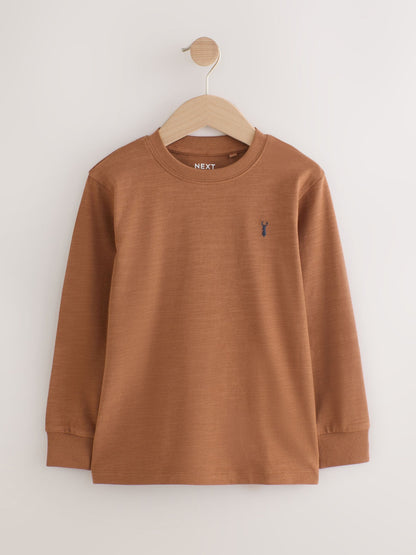 Dsiney Kidz - Khaki/Tan/Purple/Navy Stag Logo Long Sleeve Cosy T-Shirts 4 Pack (3-16yrs) image 4